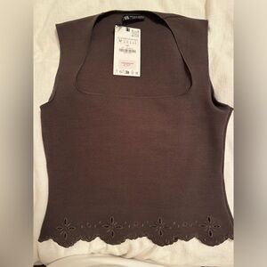 Elegant Brown Sleeveless Top